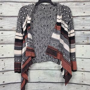 BKE Womens Small Open Front Knit Cardigan Geometric